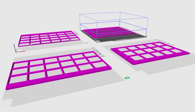 Light Gridfinity baseplate for Martela Cupio drawers - Bambu Lab X1 256mm cut 3D model thumbnail