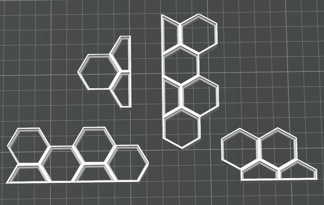 Misc border pieces for Honeycomb Storage Wall border 3D model thumbnail