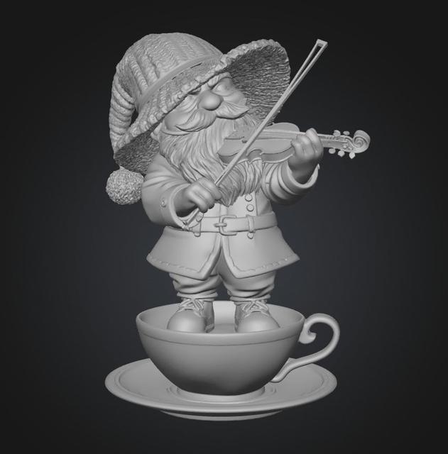 Teacup Violinist 3D model thumbnail