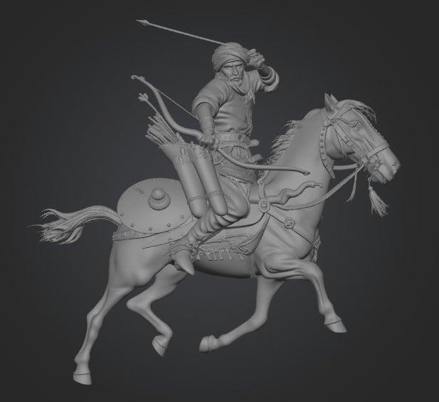 Mounted Parthian archer V-VI Century 3D model thumbnail