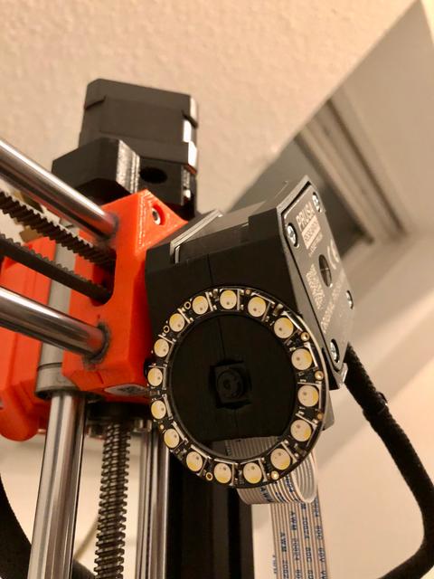 Prusa MINI+ Raspberry Pi Camera V1.3 square + NeoPixel 44.5 mm 16 LED Ring 3D model thumbnail
