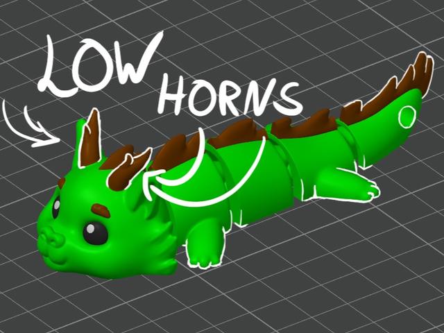 Forest Dragon - Articulated Figure Keychain (Low Horns) 3D model thumbnail