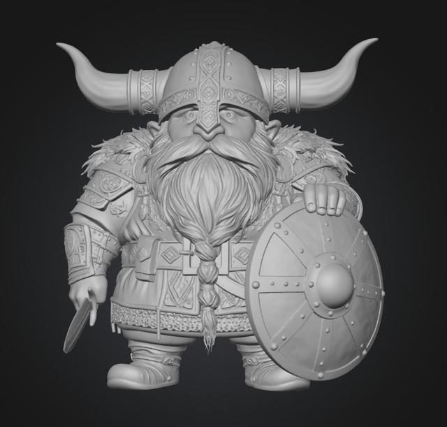 Horned Viking Dwarf 3D model thumbnail