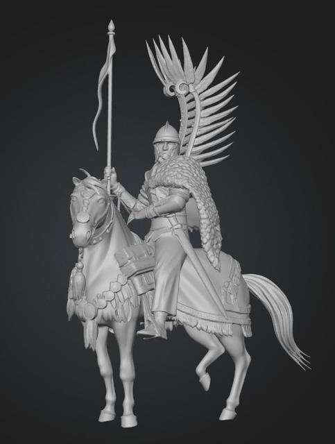 Winges Knight on a Golden Charger 3D model thumbnail