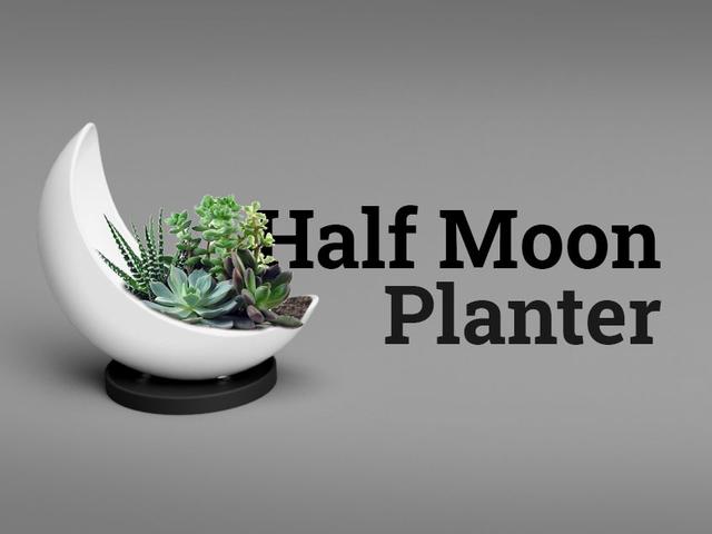 Half moon planter 3D model thumbnail