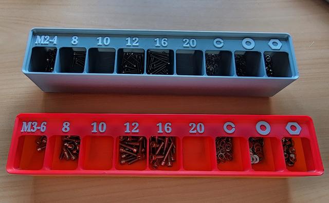 Spacesaving Gridfinity 5(9)x1 container for M2 and M3 screws, nuts, washers and locks 3D model thumbnail