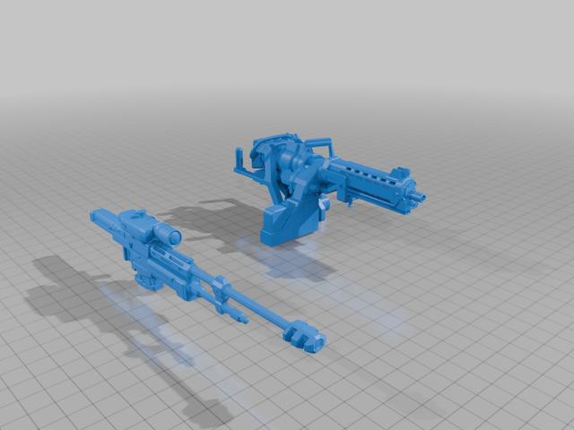 Bionicle compatible halo sniper and minigun  3D model thumbnail