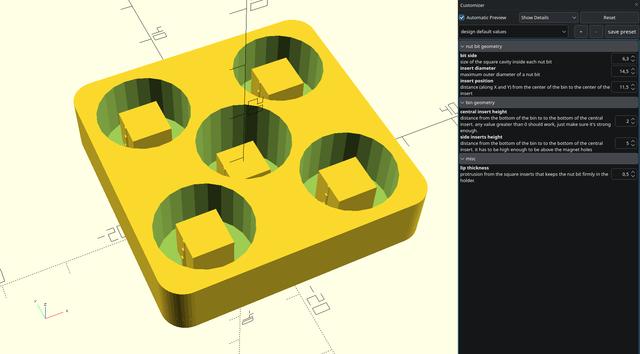 Gridfinity nut bits holder 3D model thumbnail