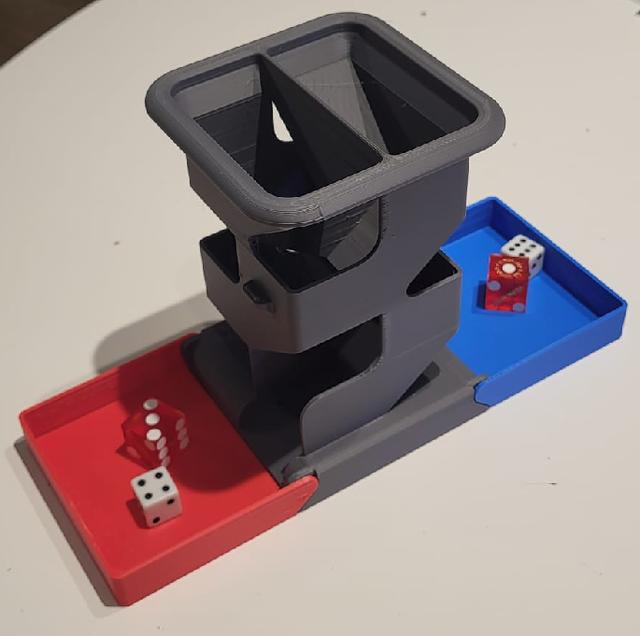 Dice Tower - No screws, Thicker tray arms, Wider hinges 3D model thumbnail