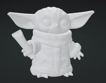 baby yoda with toothpaste 3D model thumbnail