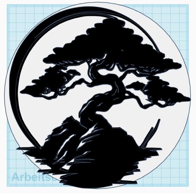 Bonsai wall art with background 3D model thumbnail