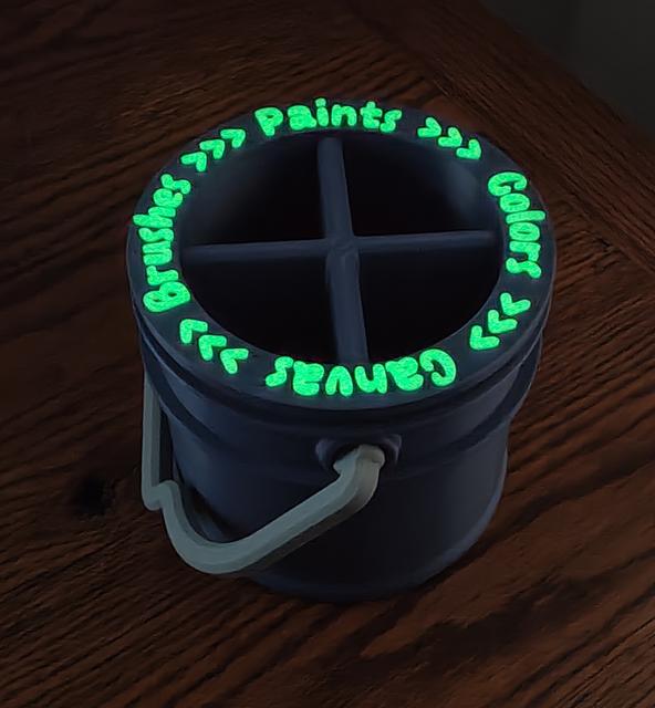 Stylized Paint bucket with self-emissive text. 3D model thumbnail