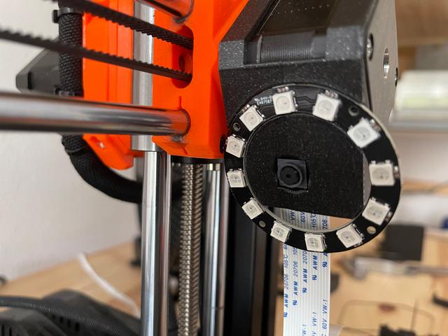 Prusa Mini Raspberry Pi Camera V2.1 square + NeoPixel 50mm LED Ring 3D model thumbnail