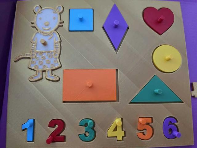 inlegpuzzel peuters   vormen - cijfers 3D model thumbnail