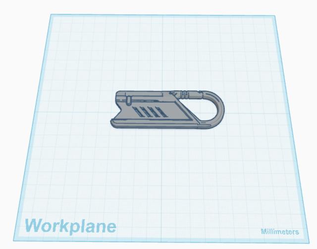 Keychain Knife with carabiner 3D model thumbnail
