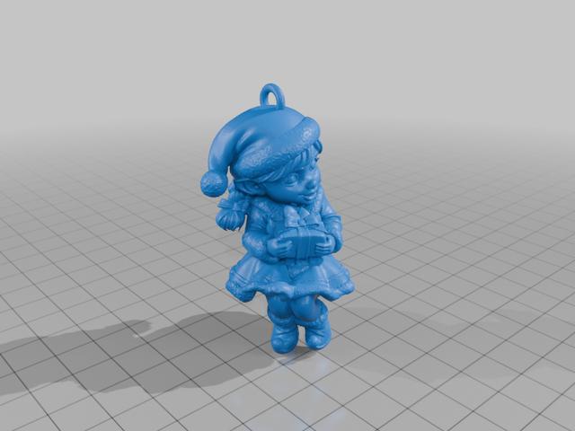 Hangable Girl Elf Ornament 3D model thumbnail