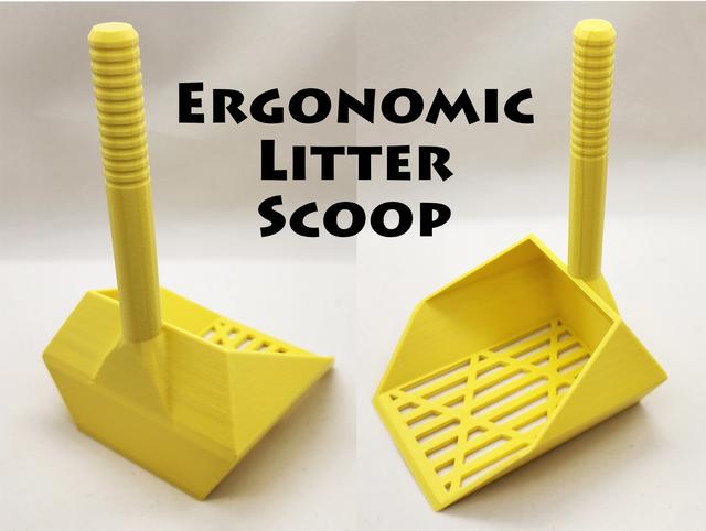 Ergonomic Pet Litter Scoop - No Supports 3D model thumbnail