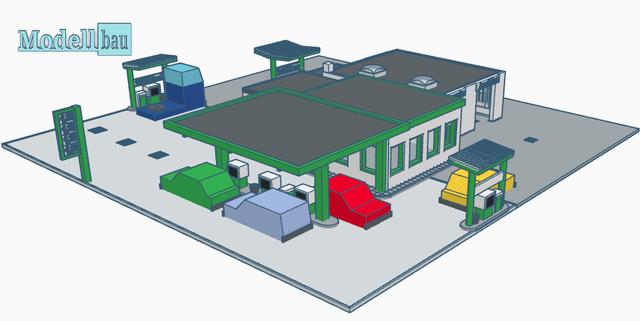 Grosse Tankstelle / Big Petrol Station 3D model thumbnail