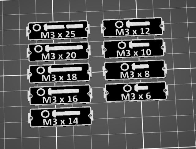 Gridfinity Bin Labels M3 Hex Button Head Screws 3D model thumbnail