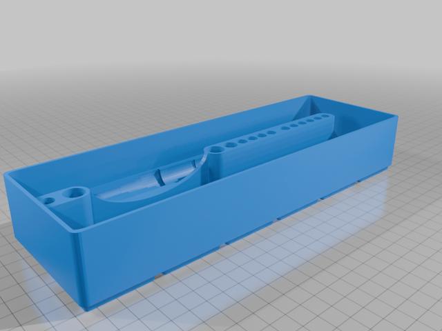 Gridfinity 6×2 Storage Bin for 60W Heat‑Set Insert Tool + Tips (Original Design) 3D model thumbnail