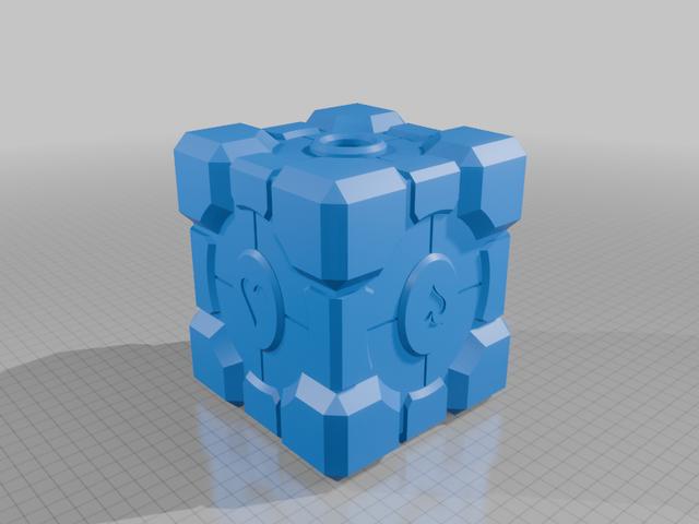 Companion Cube Tissue Box (4.5" x 4.5" x 5.125") 3D model thumbnail