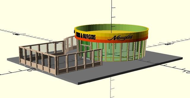 n scale - vintage and forgotten - fast food restaurant - Naugles taco's and burgers 3D model thumbnail