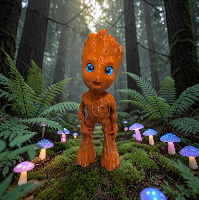 Baby Groot Standing - 6mm + 8mm glass eye compatible 3D model thumbnail