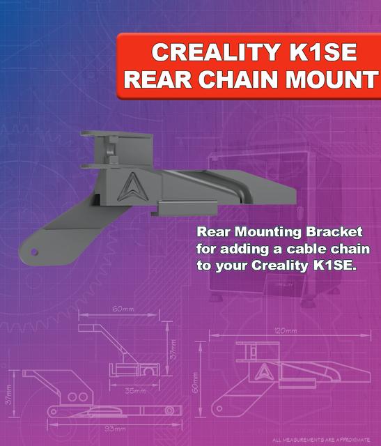 Creality K1 SE Rear Cable Chain Mount 3D model thumbnail