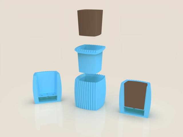 Fluted Dual-Part Planter 3D model thumbnail