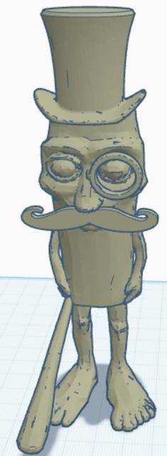 Tung Tung Tung Sahur brainrot but Fancy 3D model thumbnail