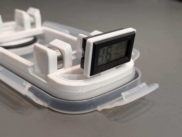 Modular hygrometer holder, for Ultimate Cereal Filament Drybox 3D model thumbnail