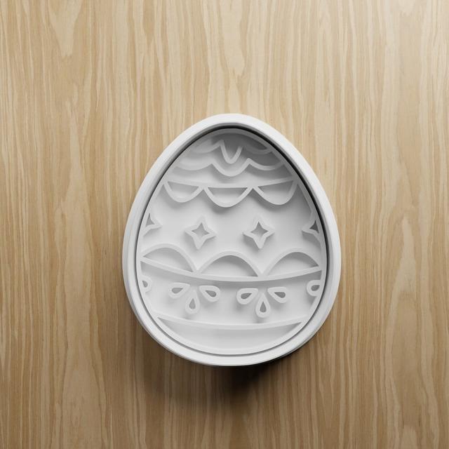 Easter Egg Cookie Cutter STL | Decorated Egg Fondant Cutter | 3D Printable Baking File 3D model thumbnail