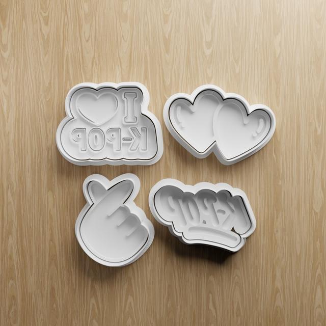 K-Pop Cookie Cutter STL Bundle | Finger Heart Balloon Logo Fondant Cutter Set | 3D Printable 3D model thumbnail