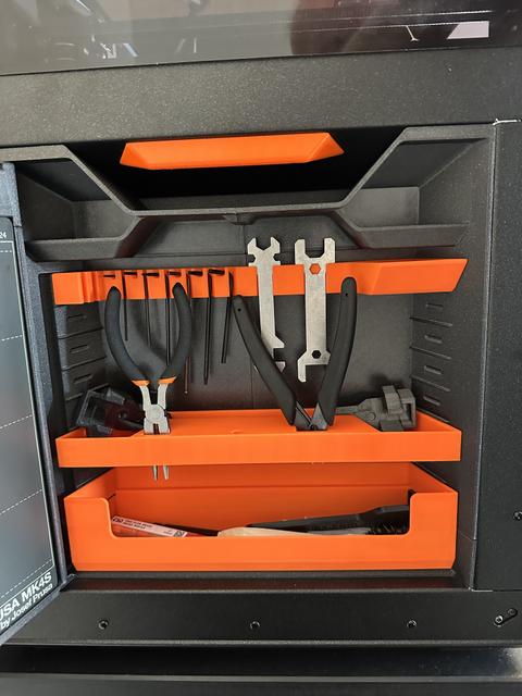 Deeper Bottom Tray for Prusa Core One Side Storage with Cutout Access 3D model thumbnail