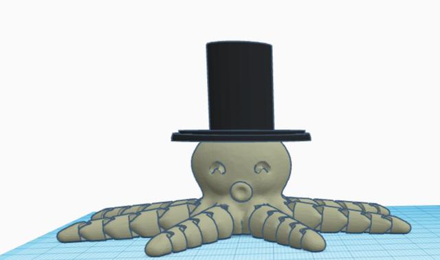 flexi octopus with a top hat 3D model thumbnail