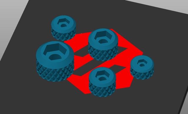 Knurled M3-M8 Thumbscrews - No Support 3D model thumbnail