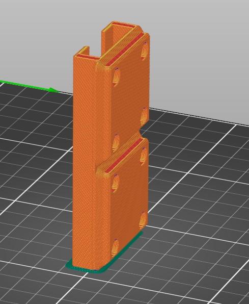 1x2 gridfinity rail for tracktwist project with small magnets 3D model thumbnail