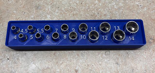 Kobalt 1/4" Drive Socket Set (Metric)- Gridfinity 3D model thumbnail