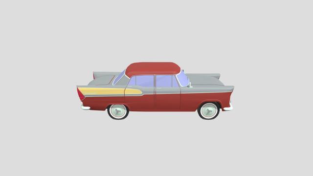 Simca Chambord 1961 lowpoly for 3D-printing 3D model thumbnail