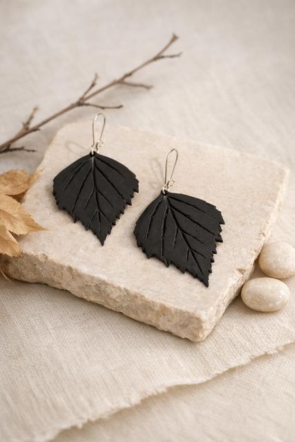 Birch leaf earring 3D model thumbnail