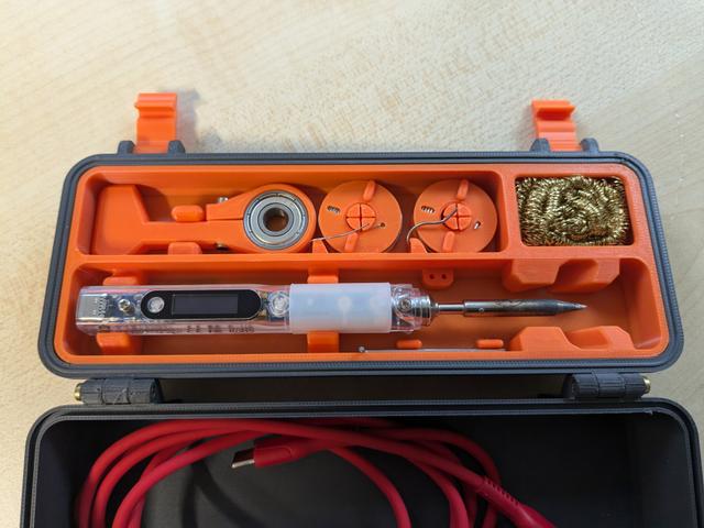 Penicil Case Insert with Soldering Iron, Stand and two Spools 3D model thumbnail