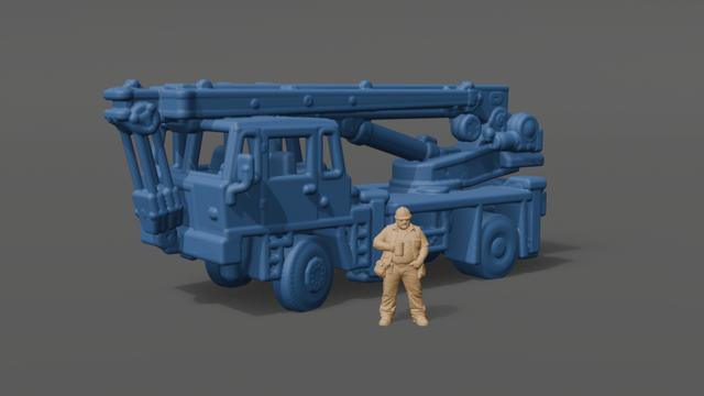 Crane IFA ADK 125 with operator - adapted to a scale of 1:700 3D model thumbnail
