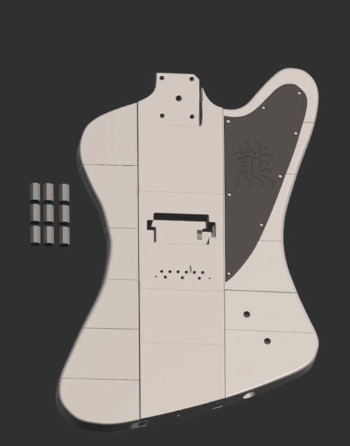 Bearcaster Firebird Style Bolt-on Guitar Body 3D model thumbnail