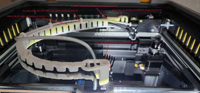 Cable chain for K1/K1C with ptfe guide. Increased for 3mm [All in one] 3D model thumbnail