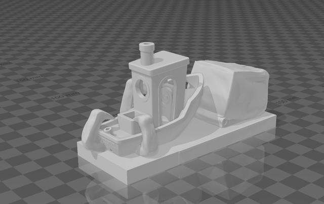 octopus is attacking benchy 3D model thumbnail