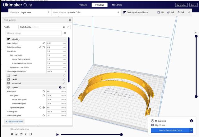 Prusa Protective Face Shield - RC3 remix 37min. added divots , print time 3D model thumbnail