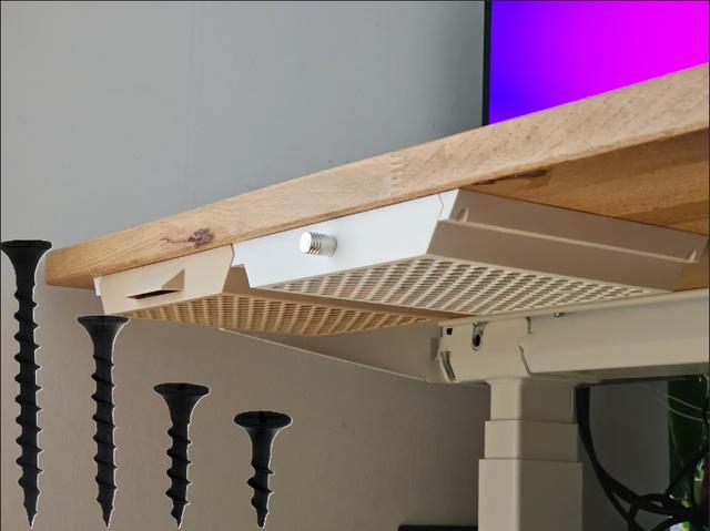 Under Desk Drawer working with mdf screws(or any other screw with big screw head) 3D model thumbnail