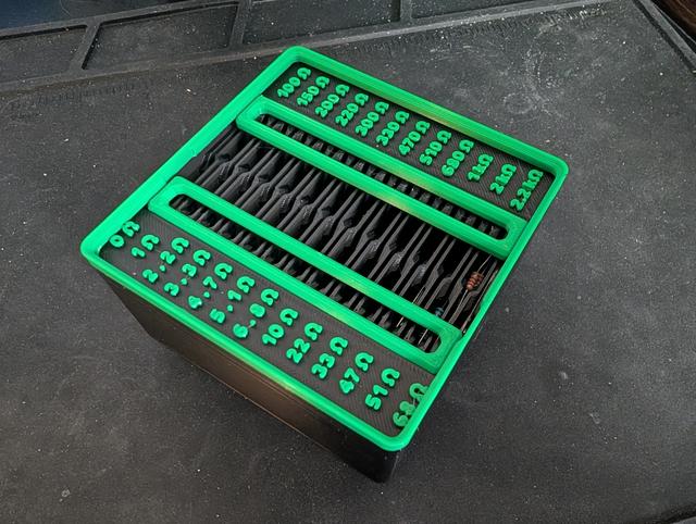 Gridfinity Ridge Style Resistor Bin 3D model thumbnail