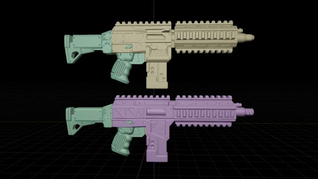 28mm Mech Pilot Assault Rifles (Nightshade and Datura) 3D model thumbnail
