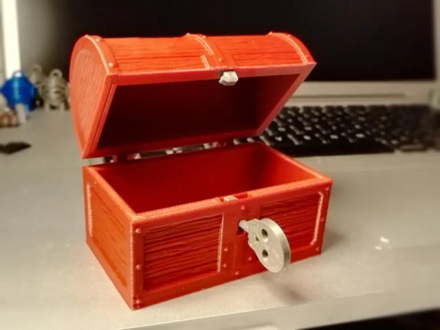 hinged piggy bank chest with working lock and key 3D model thumbnail